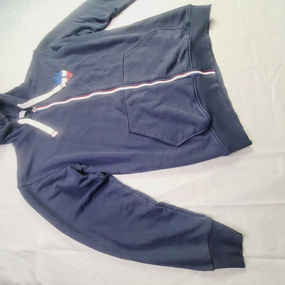 Air De Paris Men's XL Full Zip Hoodie Navy Blue Zipper Paris Shield Logo Q43 - Picture 4 of 15